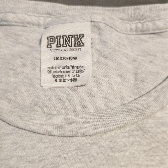 NWT Victoria's Secret PINK long sleeve grey cotton tee - Picture 3 of 4